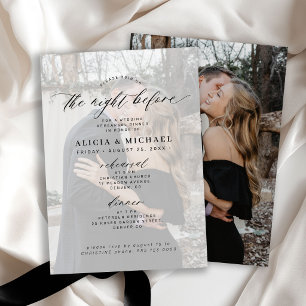 Photo the night before wedding rehearsal dinner invitation