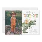 Photo Three-Rex Dinosaur Birthday Invitation