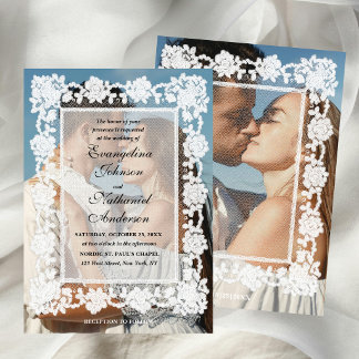 Photo Timeless Lace Frame Formal Wedding Invitation