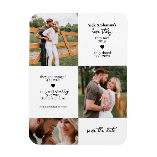 Photo Timeline Save The Date Magnet (Vertical)