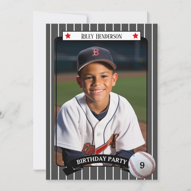 Photo Trading Card Baseball Birthday Party (Front)