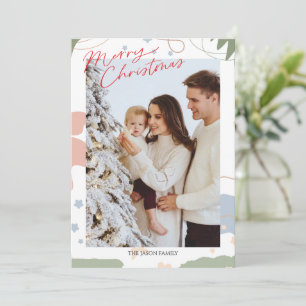 Photo Trendy  Minimalist boho Snow Christmas Tree Holiday Card