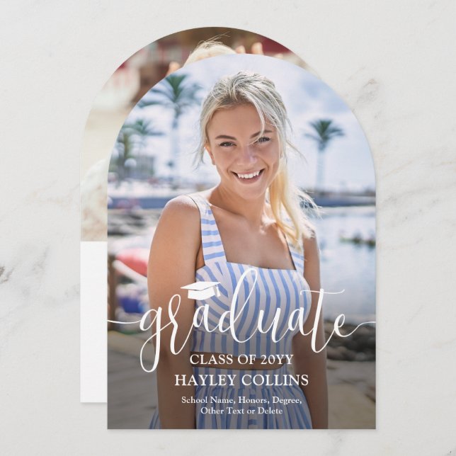 Photo & Trendy Script Graduation Announcement (Front/Back)