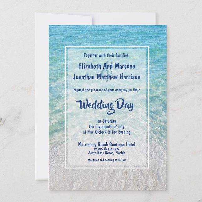 Photo Tropical Beach Modern Destination Wedding Invitation (Front)