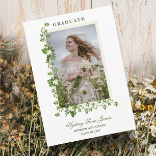 Photo Tropical Branches & White Flowers Graduate Invitation