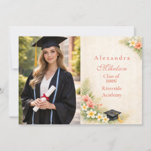Photo Tropical Floral Botanical Graduation Announcement