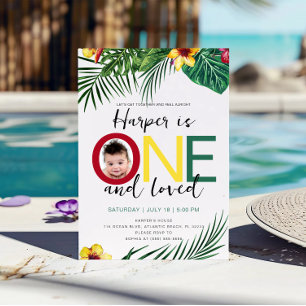 Photo Tropical Wild One Aloha Luau 1st Birthday Invitation