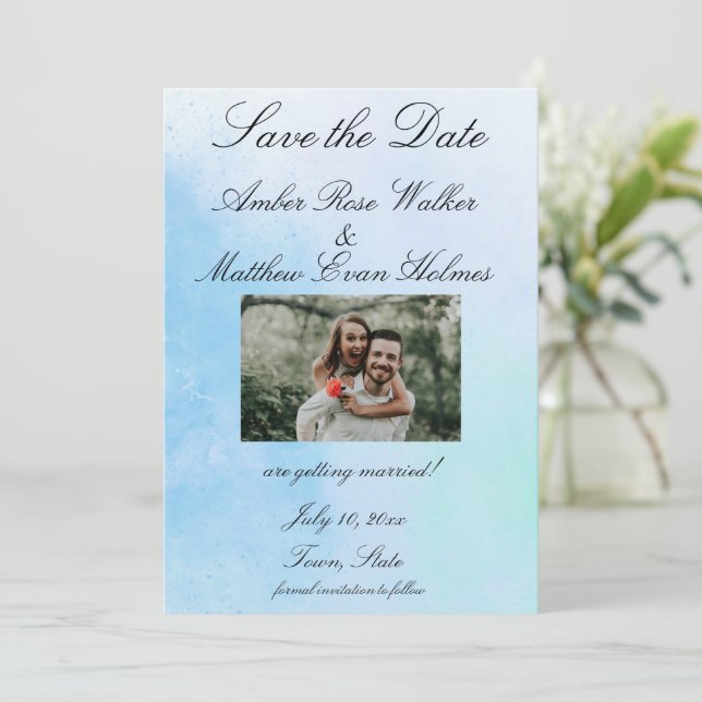 Photo "True Love Blue" Save The Date (Standing Front)