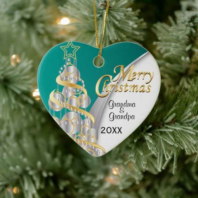 Photo - Turquoise & Silver Christmas | Customise Ceramic Ornament (Tree)