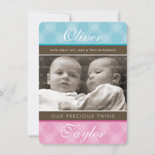 PHOTO TWINS BIRTH ANNOUNCEMENT cute boy + girl