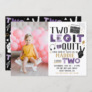 Photo Two Legit to Quit Second Birthday Invitation