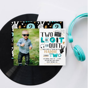 Photo Two Legit to Quit Second Birthday Invitation