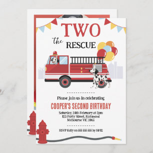 Photo Two The Rescue Fire Engine 2nd Birthday Invitation