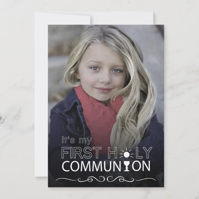 Photo Typography First Holy Communion - Invitation (Front)
