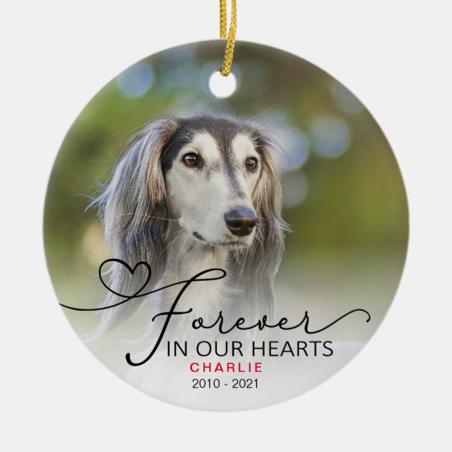 Photo Typography Memorial Christmas  Ceramic Ornament (Front)