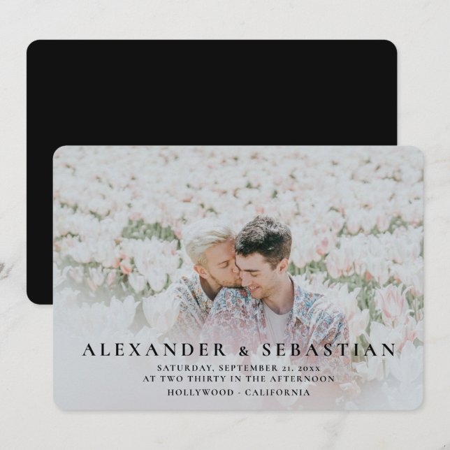 Photo Typography Simple Gay Save The Date Wedding (Front/Back)