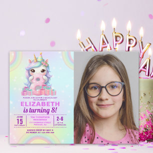 Photo Unicorn 8th Birthday - Magical Birthday Invitation