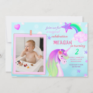 Photo Unicorn birthday Invitation