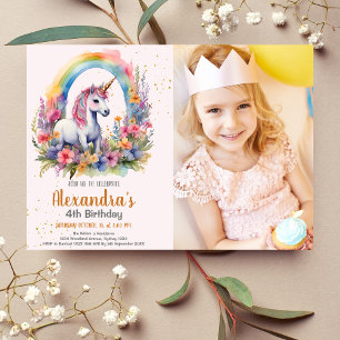 Photo Unicorn Birthday Party Invitation