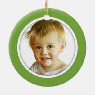 Photo Upload Name & Monogram Holiday Ornament
