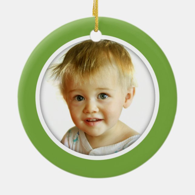 Photo Upload Name & Monogram Holiday Ornament (Back)