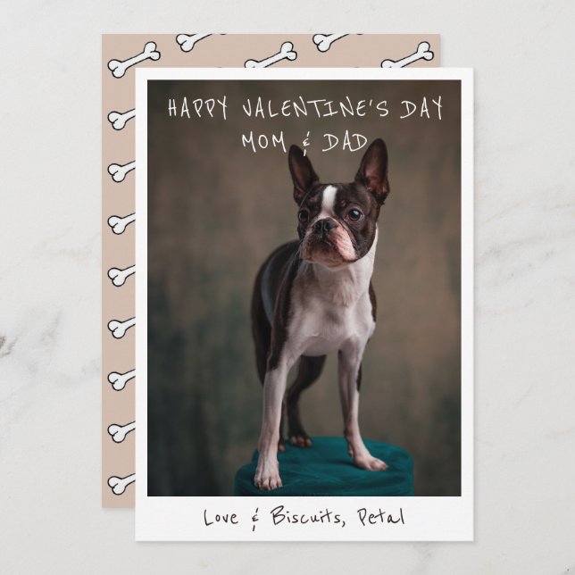 Photo Valentine For Mum And Dad From Dog  Holiday Card (Front/Back)