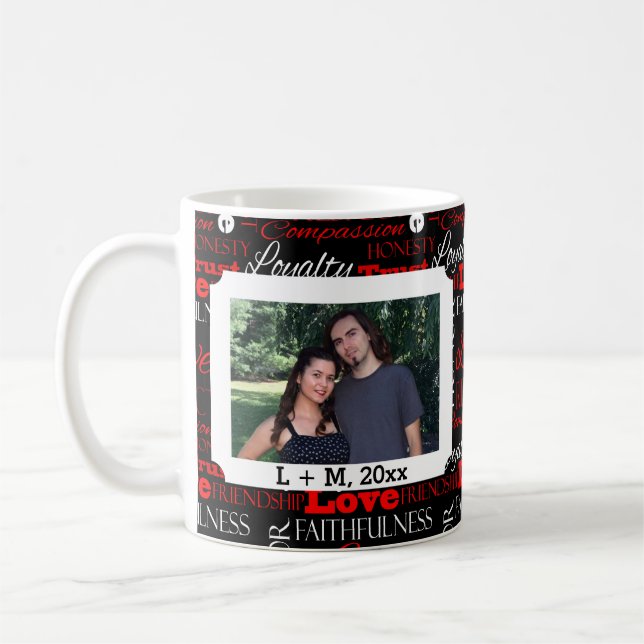 Photo Valentine's Day Word Collage Personalised Coffee Mug (Left)