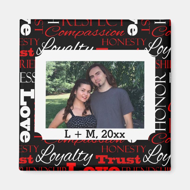 Photo Valentine's Day Word Collage Personalised Magnet (Front)