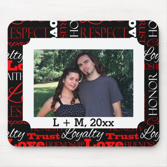 Photo Valentine's Day Word Collage Personalised Mouse Pad (Front)