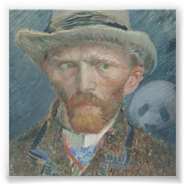 Photo: Van Gogh Self Portrait with Creepy Panda Photo Print (Front)