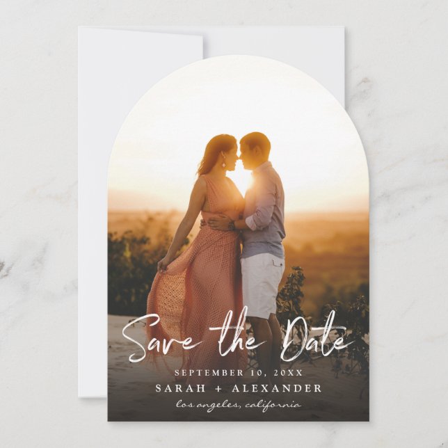 Photo - Vertical Save the Date & Handwriting 2 Arc Invitation (Front)