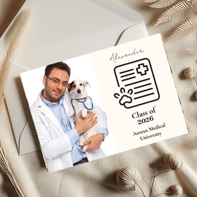  Photo Vet Med Paw Syringe Graduation Party Announcement (Creator Uploaded)