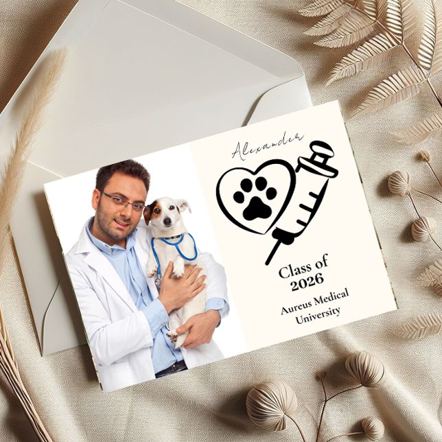  Photo Veterinary Medicine Paw Graduation Party Announcement (Creator Uploaded)