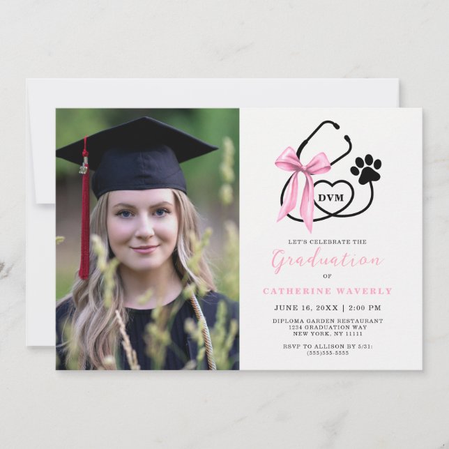 Photo Veterinary School Graduation Party Invitation (Front)