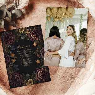 Photo Victorian Gothic Floral Frame Bridal Shower Thank You Card