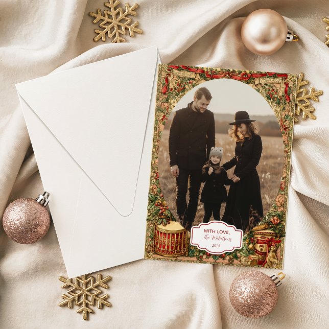 Photo Victorian Holiday Garland Christmas Card (Creator Uploaded)
