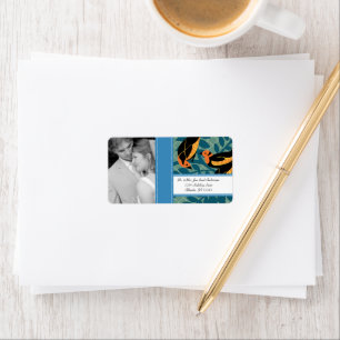 Photo Vintage Art Deco Destination Bird Pattern Label