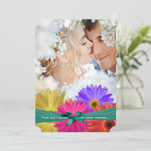 Photo Vintage Damask Bright Colourful Gerber Dais Invitation
