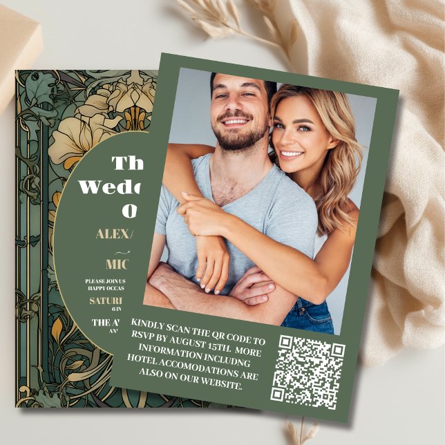 Photo Vintage Floral Art Nouveau Wedding Invitation (Creator Uploaded)