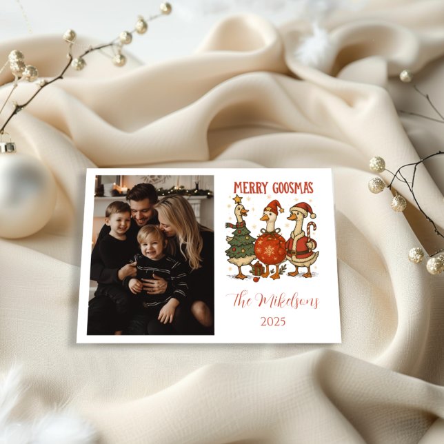 Photo Vintage Goose Christmas Holiday Card (Creator Uploaded)