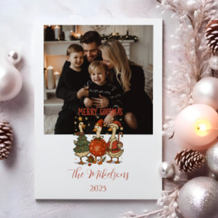 Photo Vintage Goose Christmas Holiday Card
