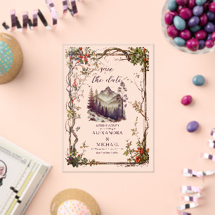 Photo Vintage Mountain Forest Evergreen Wedding Acrylic Invitations