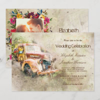 Photo Vintage Rustic Old Truck Trendy Wedding