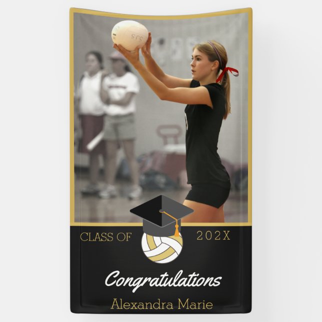 Photo Volleyball player congratulation graduate Banner (Vertical)