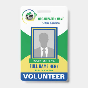 Photo Volunteer Non-Profit NGO Any Color Template ID Badge