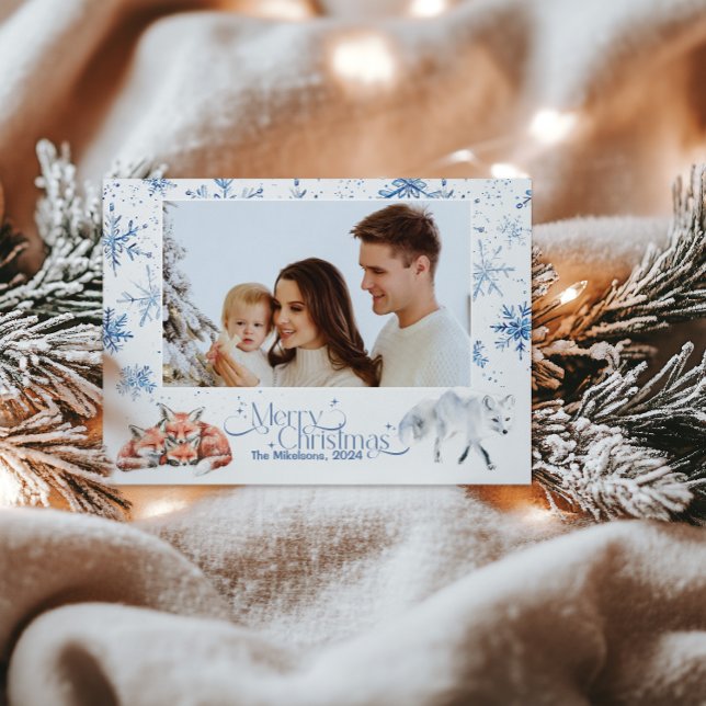 Photo Watercolor Christmas Winter Wonderland Holiday Card (Creator Uploaded)