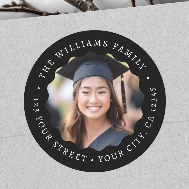 Photo wavy border graduation return address label (Photo wavy border graduation return address label)