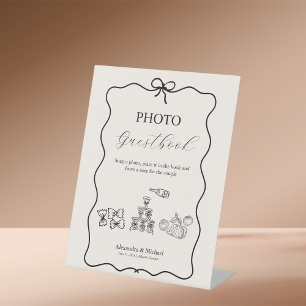 Photo Wavy Whimsical Italian Doodle Wedding Pedestal Sign