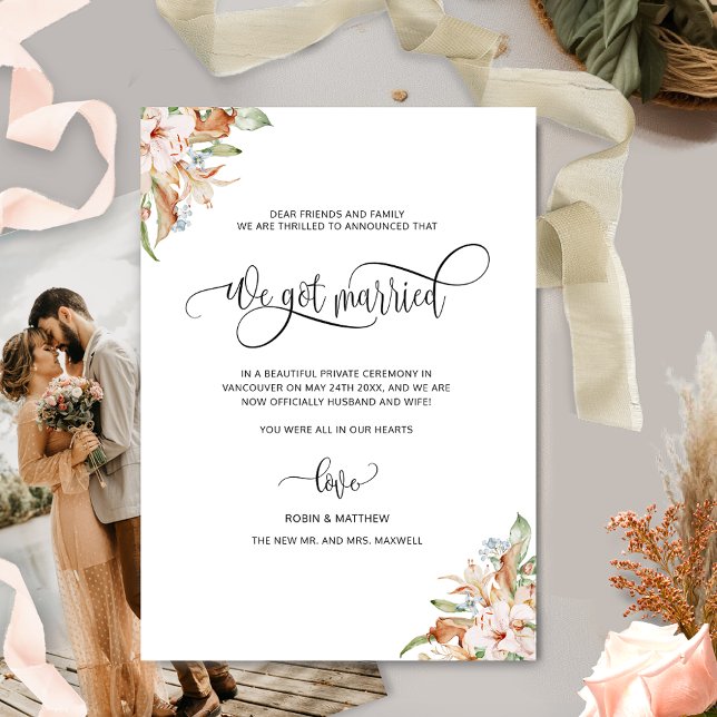 Photo, We got Married, Earthy Blooms Wedding Announcement (Creator Uploaded)