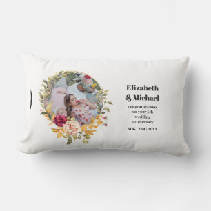 Photo Wedding Anniversary Gift Any Milestone Flora Lumbar Cushion